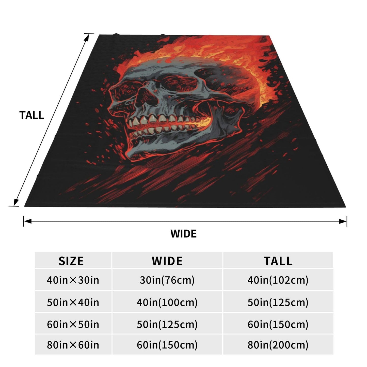 amepay Gothic Skull on Fire Blanket Gifts for Adults Women Men Skeleton Flannel Throw Blankets Soft Fuzzy Lightweight for Home Decor Couch Bed Sofa 50x40 Inches
