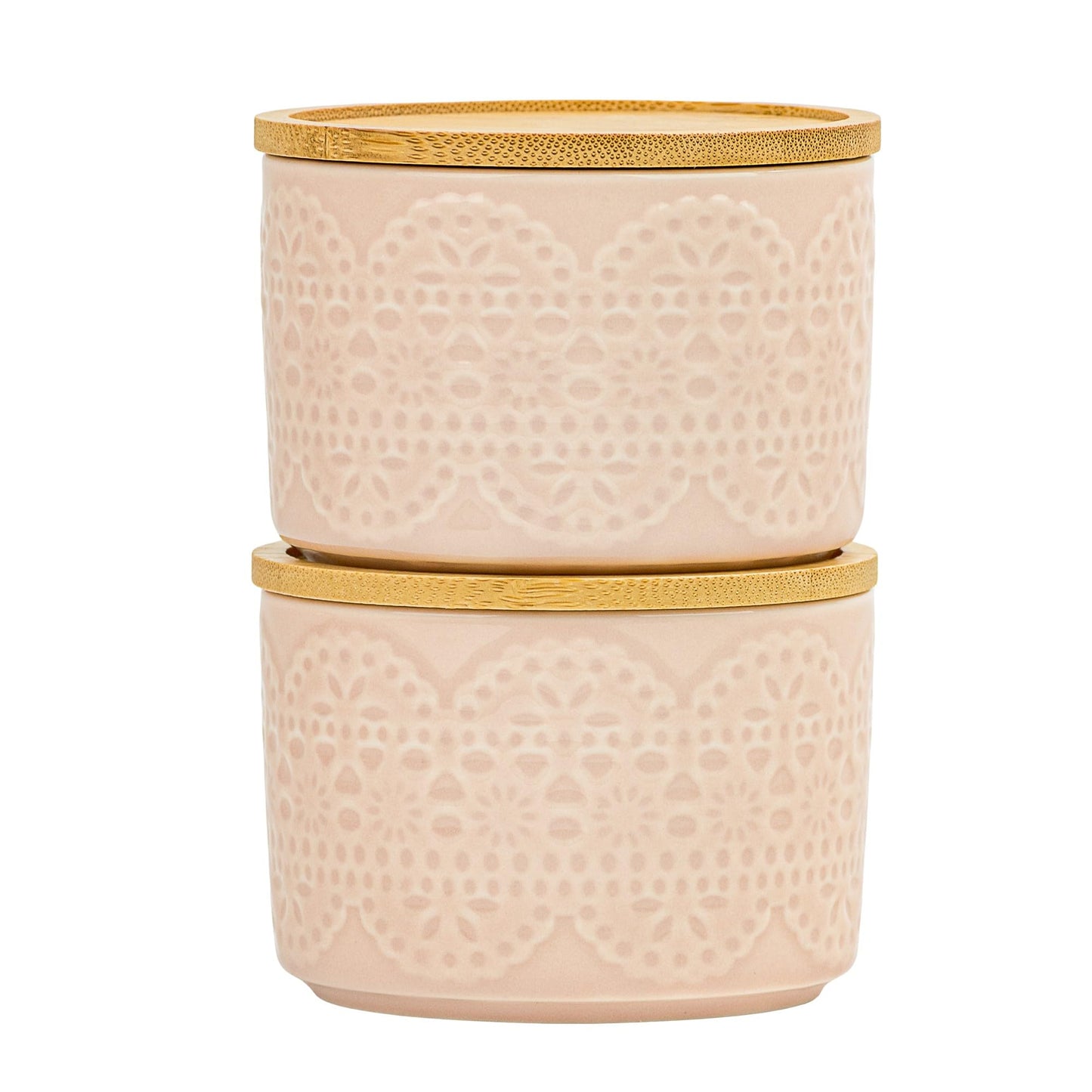 10 Strawberry Street Embossed Porcelain Salt Cellar, Set of 2 (Blush Lace)