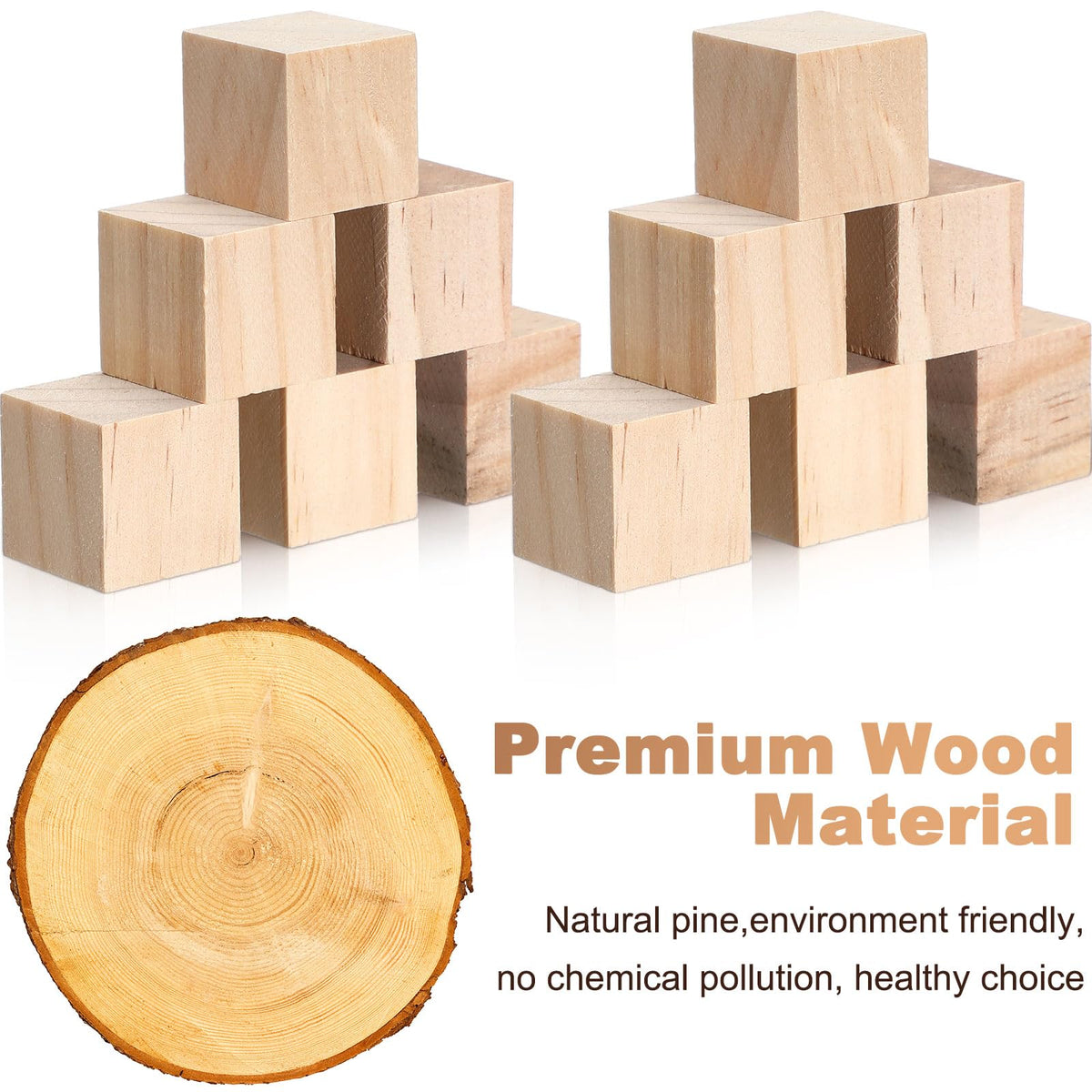 Barydat 100 Pcs 1 in Wooden Cubes, Unfinished Wooden Blocks for Crafting Natural Craft Wood Square Blank Cube for DIY Project Baby Showers