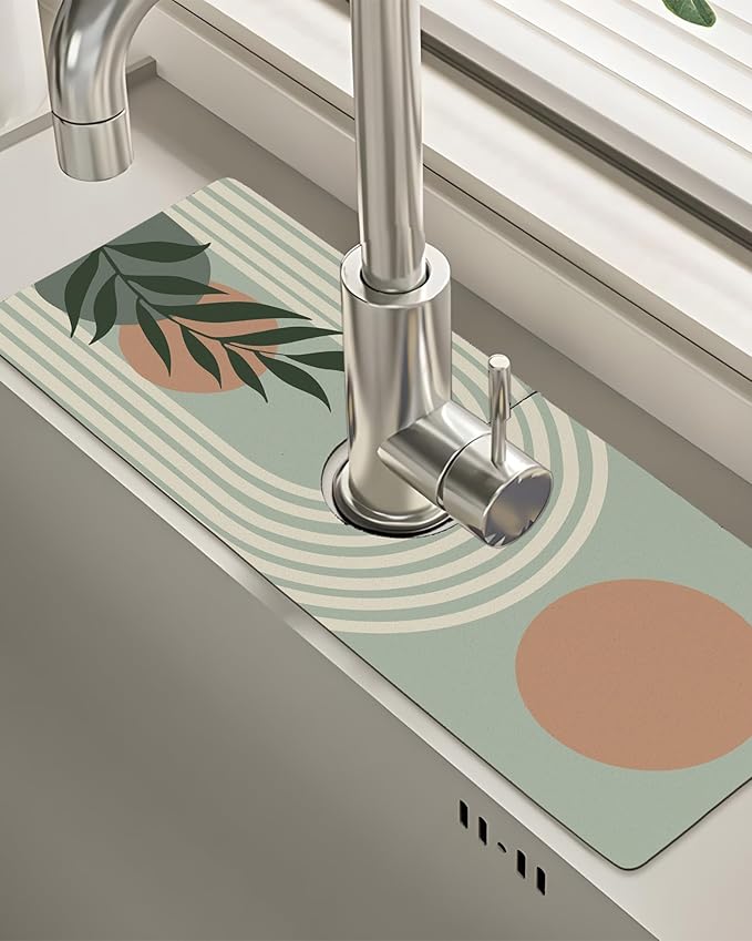 Patterned Sink Faucet Mat Kitchen Splash Guard Super Absorbent Drying Mat