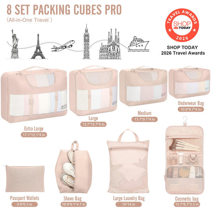 Veken 8 Set Packing Cubes, Cruise Ship Travel Essentials Accessories for Beach Vacation, Personalized Gifts for Women Mom Her, Suitcase Organizer Bags for Luggage with Hanging Toiletry Bag
