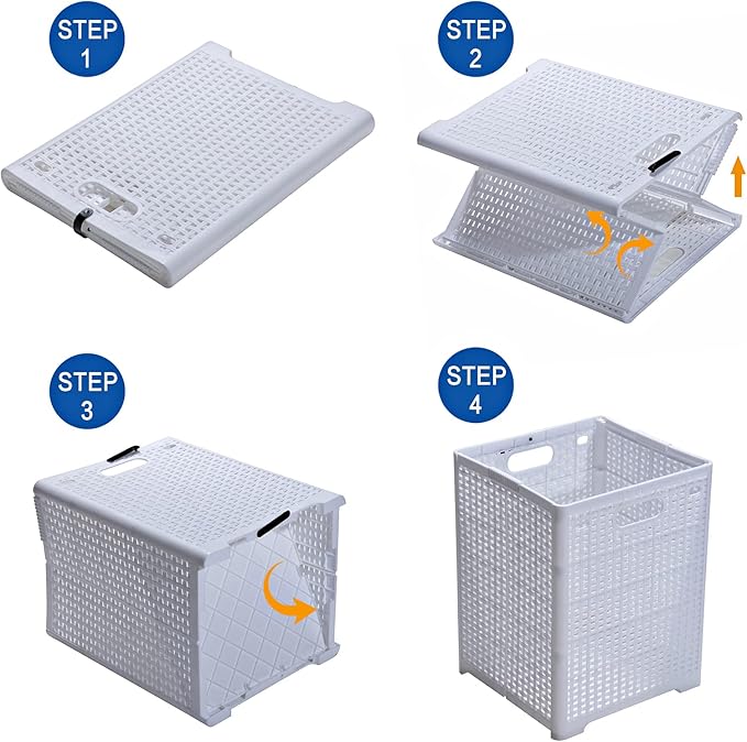 42L Collapsible Plastic Laundry Baskets, Foldable Laundry Hamper