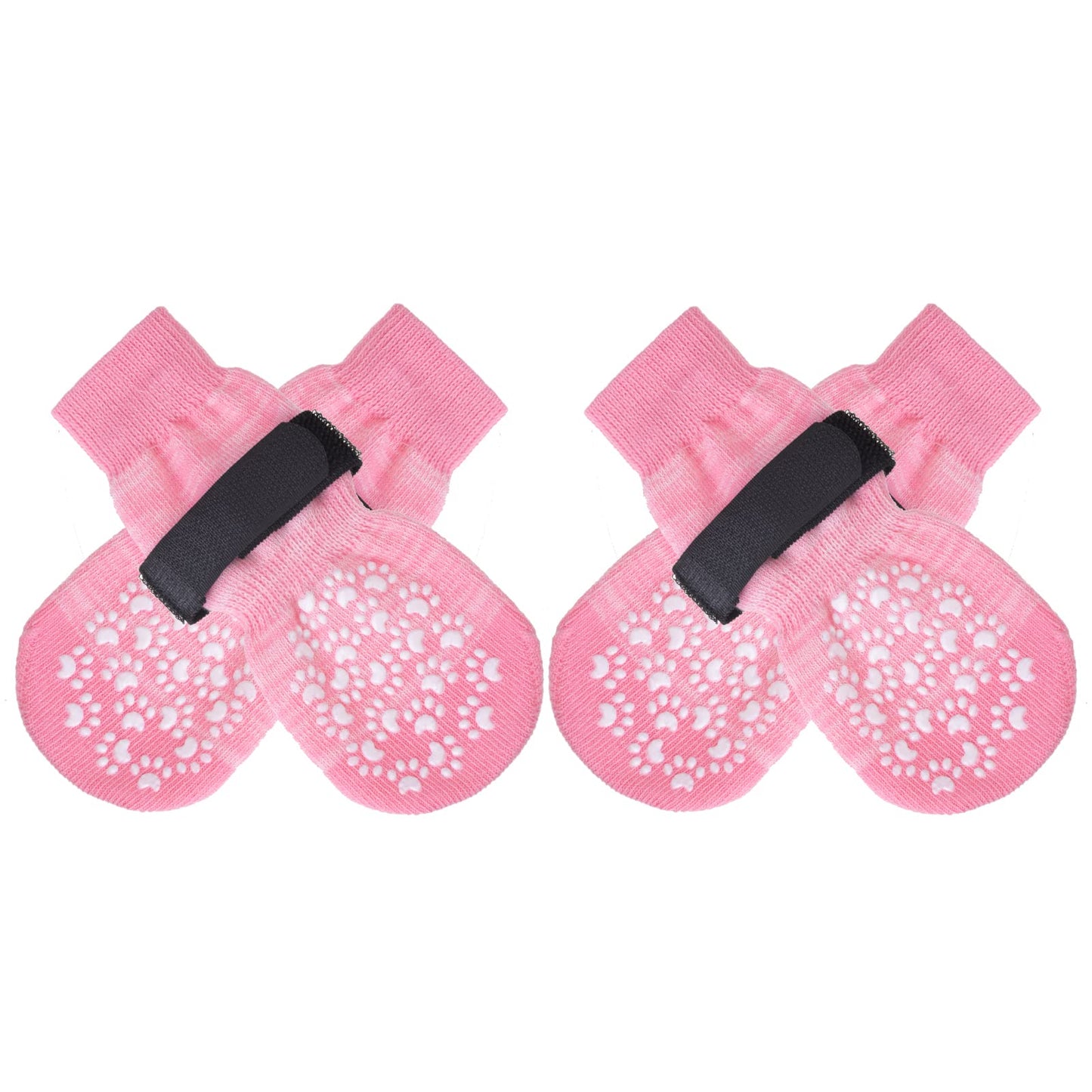 EXPAWLORER Dog Socks with Grips - Double Sides Anti-slip Dog Gripper Socks for Hardwood Floors, Stop Licking Injured Paws, Adjustable Socks with Extra Traction for Small Medium Large Dogs (Pink, M)