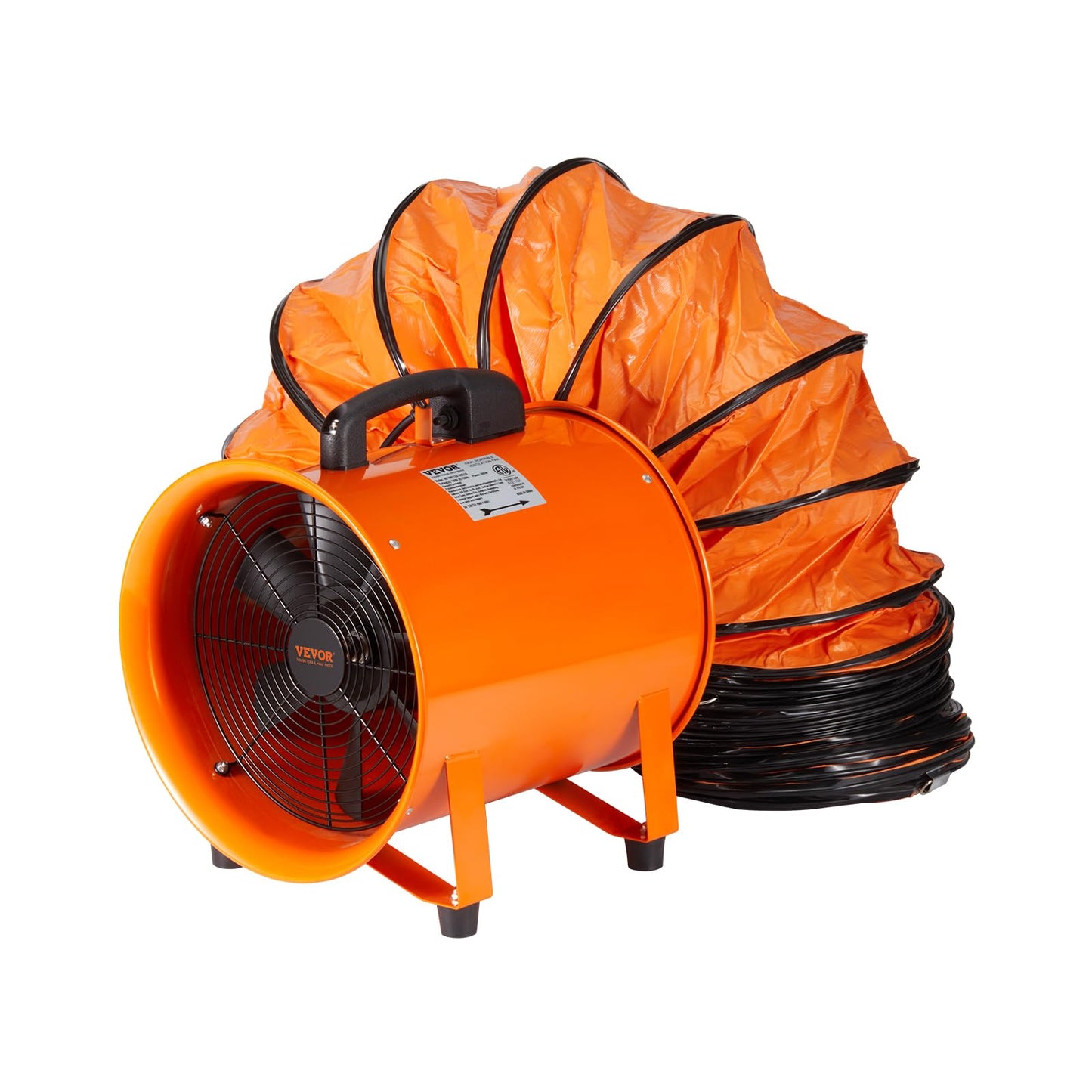 VEVOR Air Mover Blower Fan 12 Inch, 3198CFM 585W with 16.4ft Flexible Duct, Industrial Portable Ventilator Blower/Exhaust