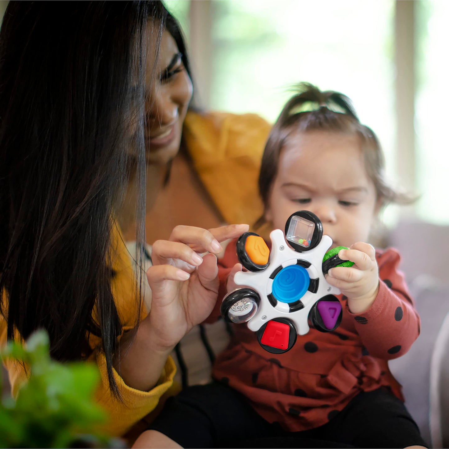 Baby Einstein Curiosity Clutch Fidget Sensory Toy and Pop It Rattle, BPA Free Infant Teether, Age 3 Months+