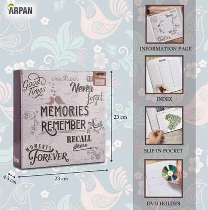 Arpan Photo Album Slip In Case Memo Photograph For 200 x 4 x 6 Inch / 10x15 cm Picture (Purple)