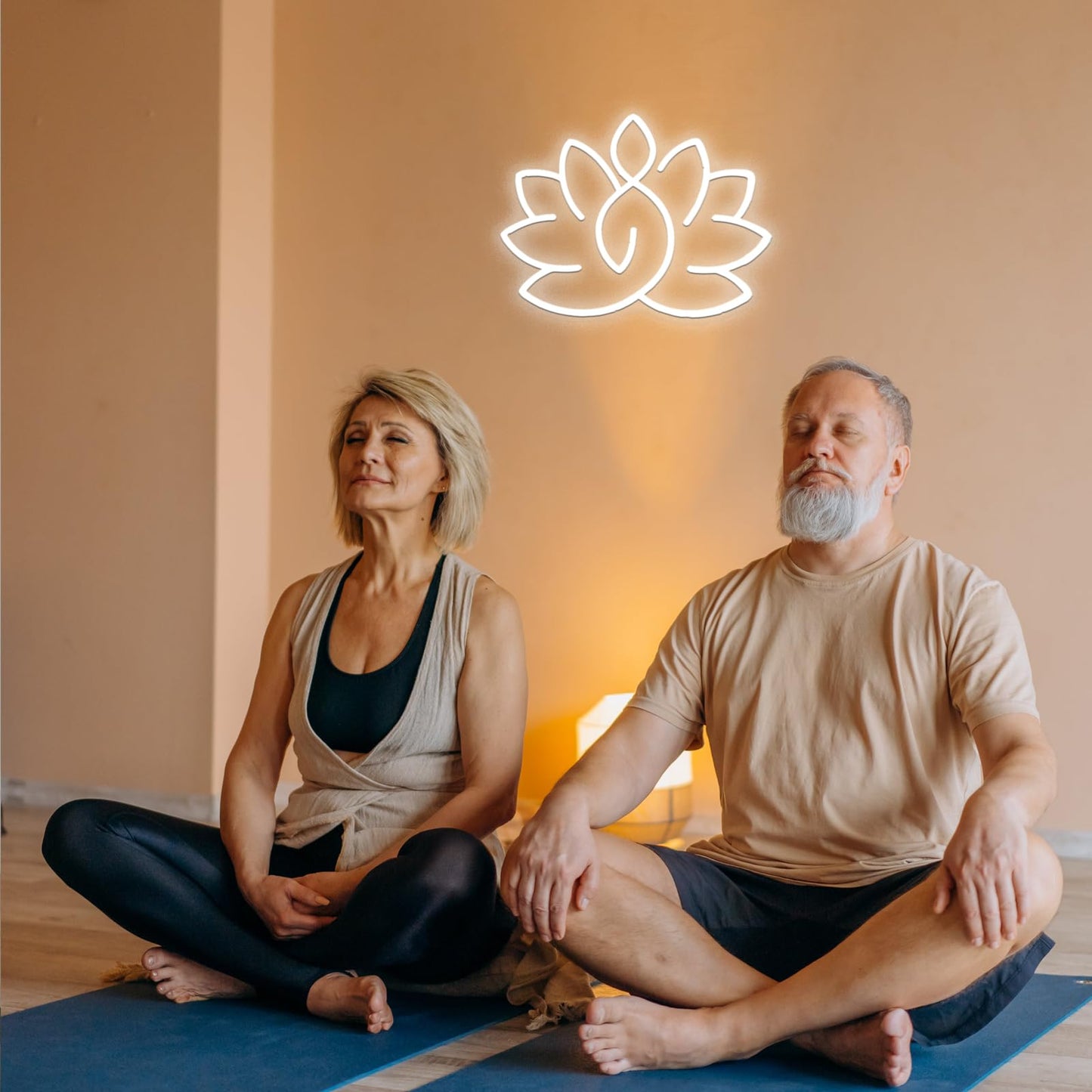 Lotus Meditation Neon Sign - Warm Glow Yoga Room Decor, Zen Wall Art for Home & Spiritual Space，Light Up Wall Art for Home or Yoga Studio,12 * 15.3 inch