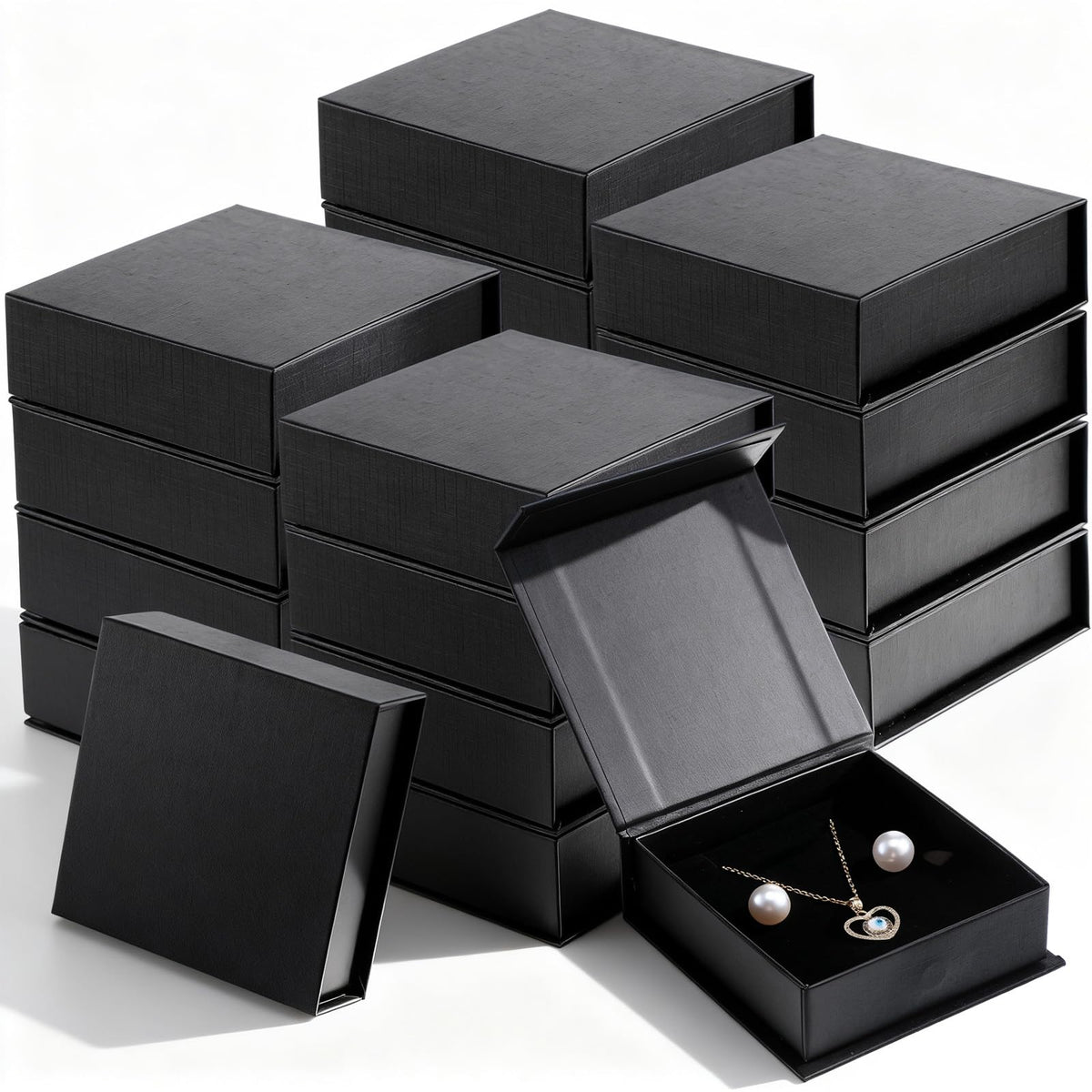 Xaajooio 20 Pcs Black Small Jewelry Gift Boxes with Cotton Filled and Lids, 3.54 x 1.18 Inches, for Necklace Earring Ring Storage Display and Gift Packaging