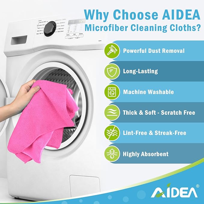 AIDEA Microfiber Cleaning Cloth-12PK, Soft Microfiber Towels