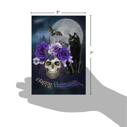 The Best Card Company - 1 Happy Halloween Card with Envelope - Fun Spooky and Festive Card for Halloween - Ghoulish Greetings C9147BHWG