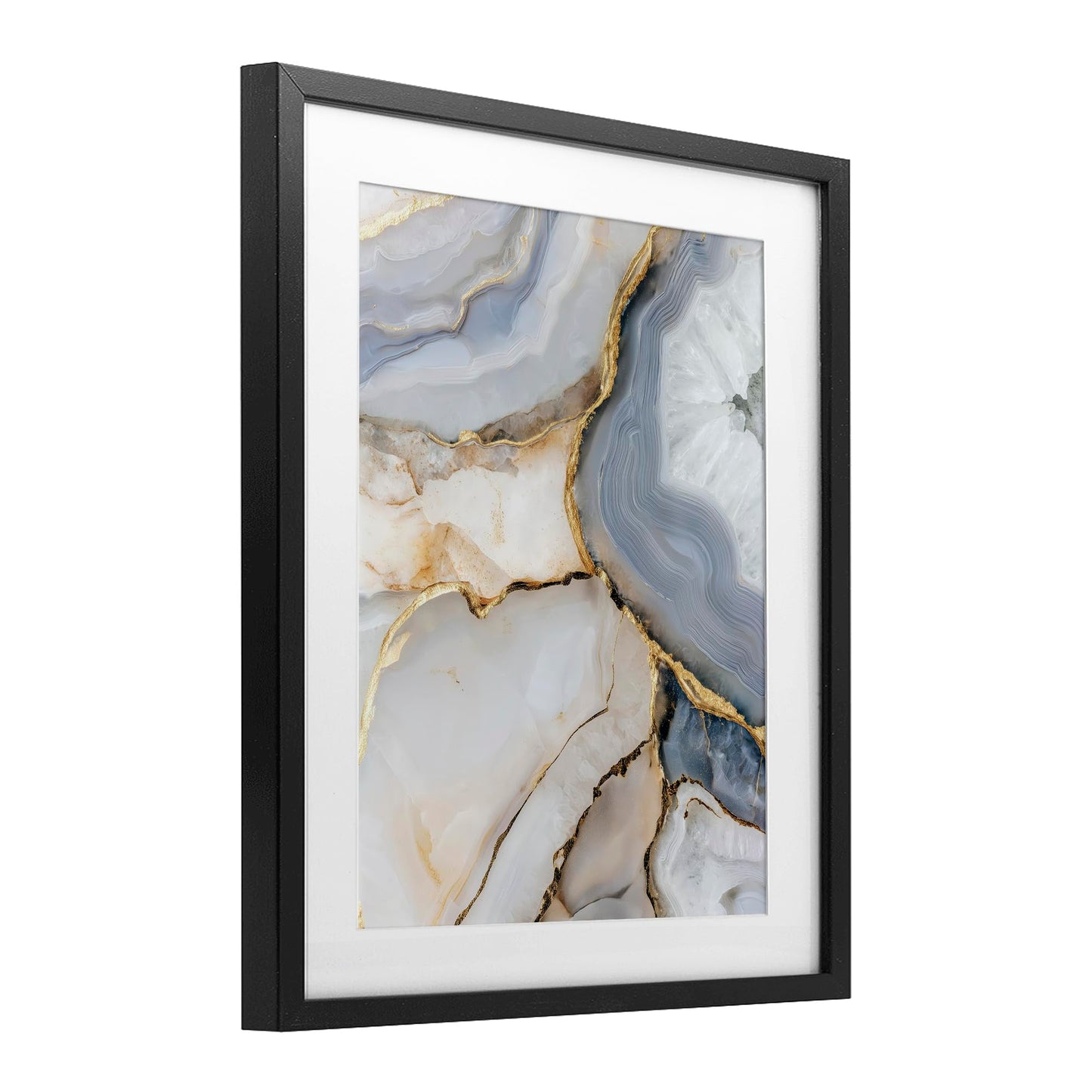 Stupell Industries 'White And Gray Geode', Framed Print Under Glass, Black, 13 x 16 Inches, Easy to Hang and Sturdy, Made in USA, by Svetlana Aleynikova