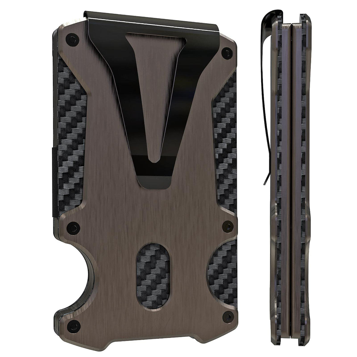 WXM Wallet for Men RFID Blocking Slim Front Pocket Real Carbon Fiber Credit Wallet Minimalist Best Mens Gift (Bronze)