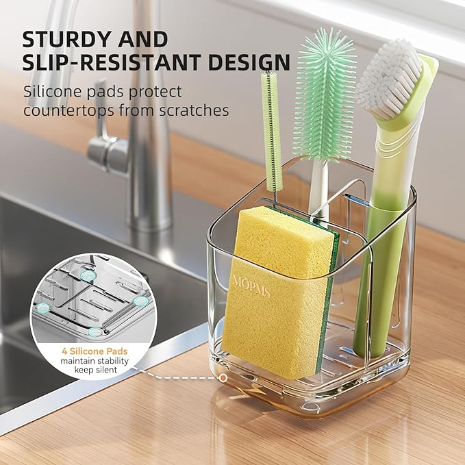Minimalist Sponge Holder for Kitchen Sink, 3 Slots Sink Caddy
