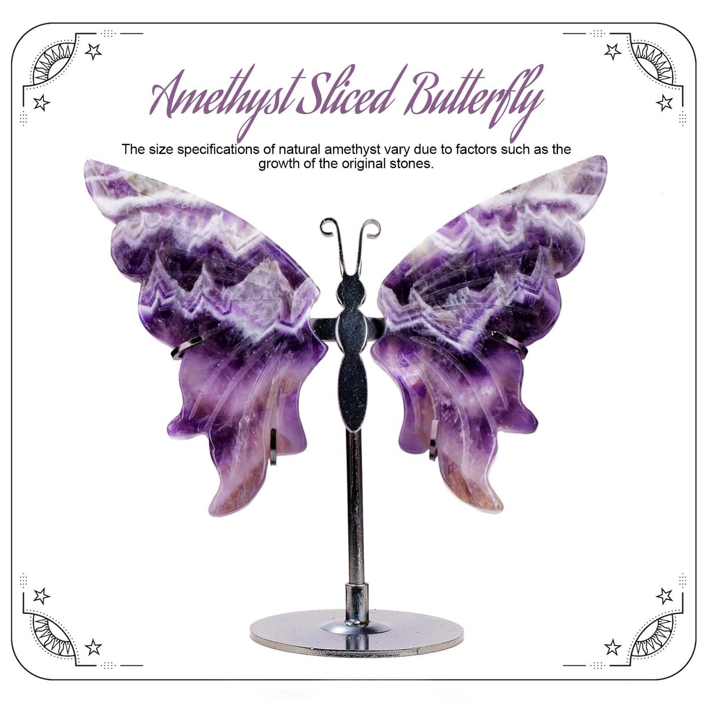 Natural Crystal Butterfly Statue Genuine Crystal Figurine Ornament, Amethyst Agate Wings, Home Office Tabletop Decor (Amethyst)