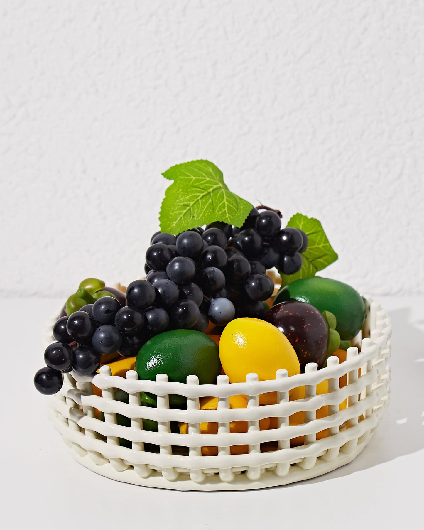 UPWOIGH Large Beige Circular Glazed Ceramic Fruit Basket Bowl, 10.8x3.85in Big Modern Table Decor Handmade Premium Personalized Ceramic Decorative Storage Organizer for kitchen, Breads,Vegetables,Gift