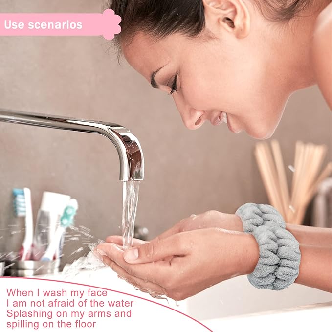 8pcs Wrist Bands for Washing Face, Absorbent Face Washing Wristbands,