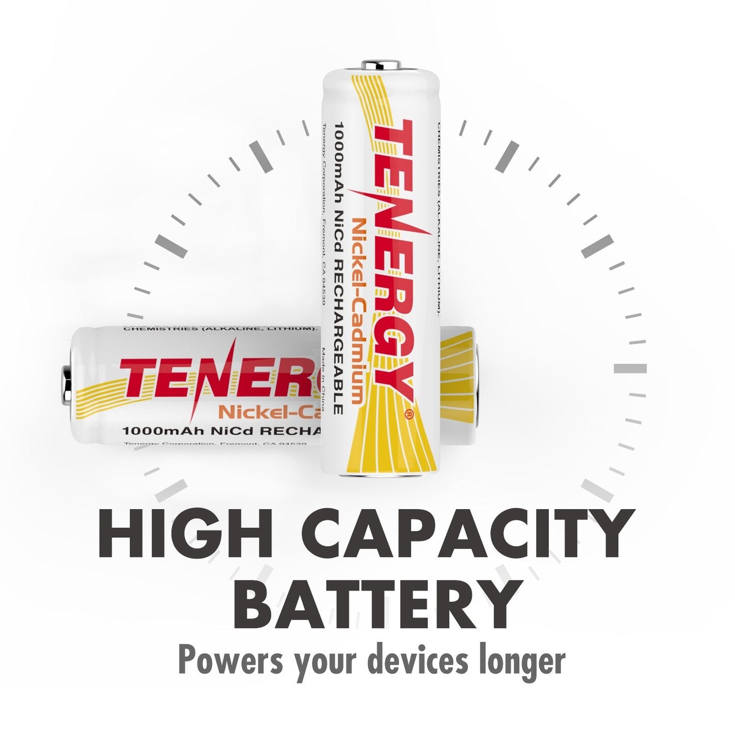 Tenergy AA Rechargeable Battery NiCd 1000mAh 1.2V Battery Pack for Solar Lights, Garden Lights, 12 Pack