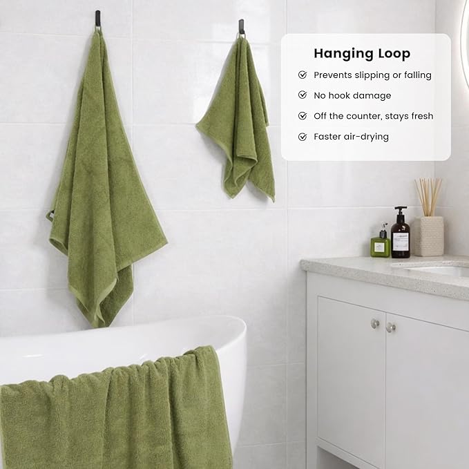 SEMAXE Sage Green Bath Towel Set, 100% Cotton Bathroom Towels