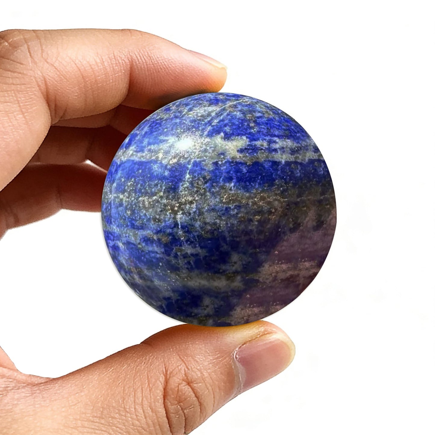 AierCrystal Natural Stone Crystal Sphere Feng Shui Home Decoration Ball Positive Energy Scrying Orb for Meditation Tool for Spiritual Space Purification Globe Diameter 4-5cm Lapis Lazuli Sphere