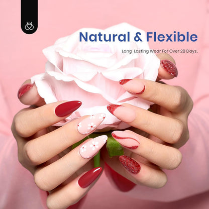 Beetles Gel Nail Extension Kit Almond Shape, Easy 9 in 1 Glue Uv Led Set Etch X Nail Tips Short Almond Half Matte Tips, Gift for Women & Girls, 504 pcs
