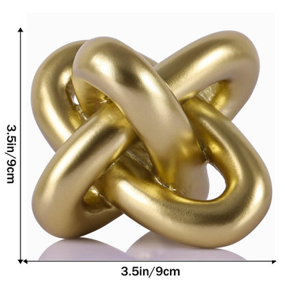 Golden Knot Statue, Three Knot Sculpture Home Decor Accents, Knot Sculptures and Statues for Rustic Coffee Table Living Room Dining Table Entryway Entrance Shelf Small Decorations and Accessories