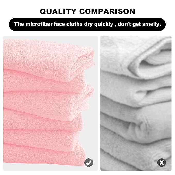 MOONQUEEN Microfiber Facial Cloths Fast Drying Washcloth 12 Pack