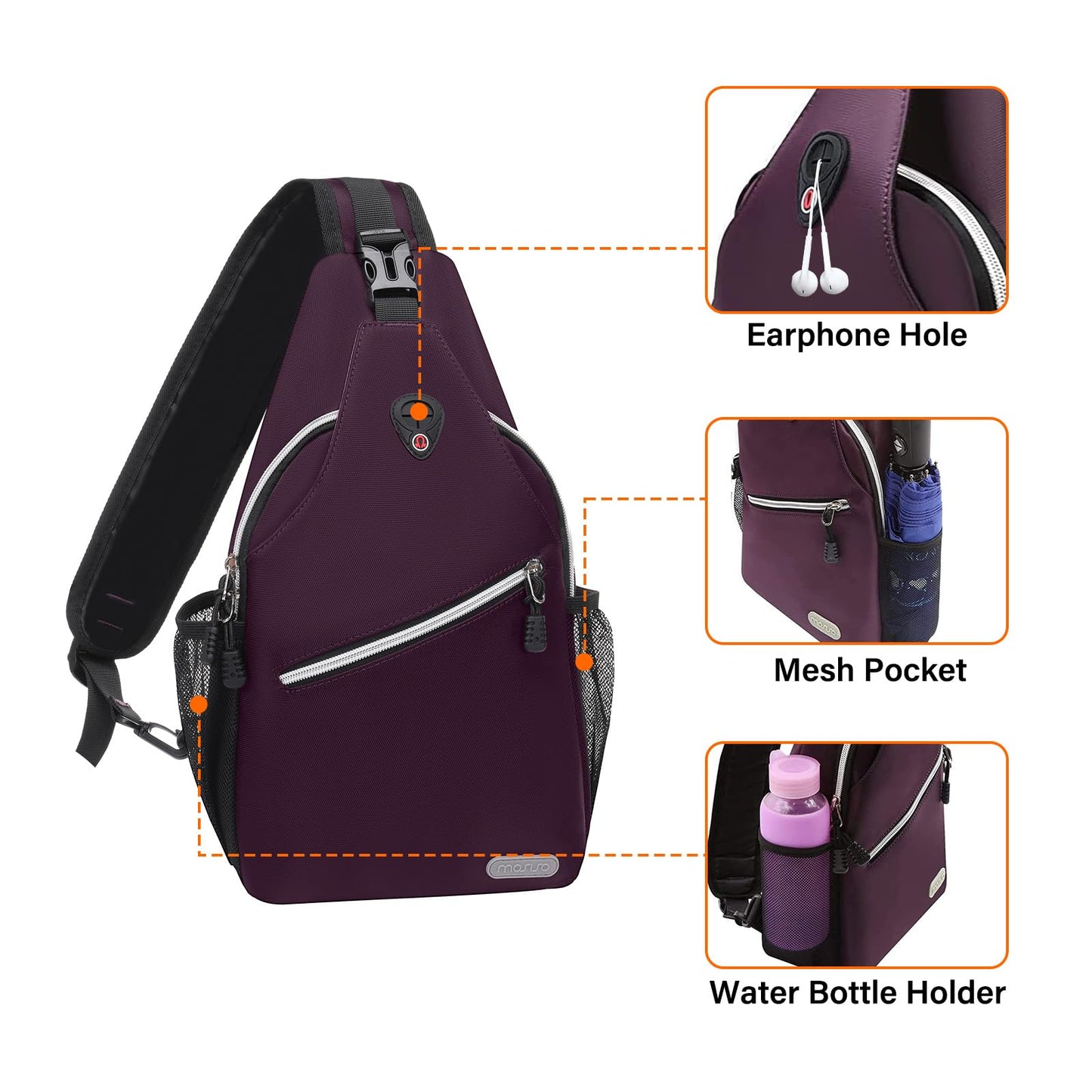 MOSISO Sling Backpack, Multipurpose Crossbody Shoulder Bag Travel Hiking Daypack