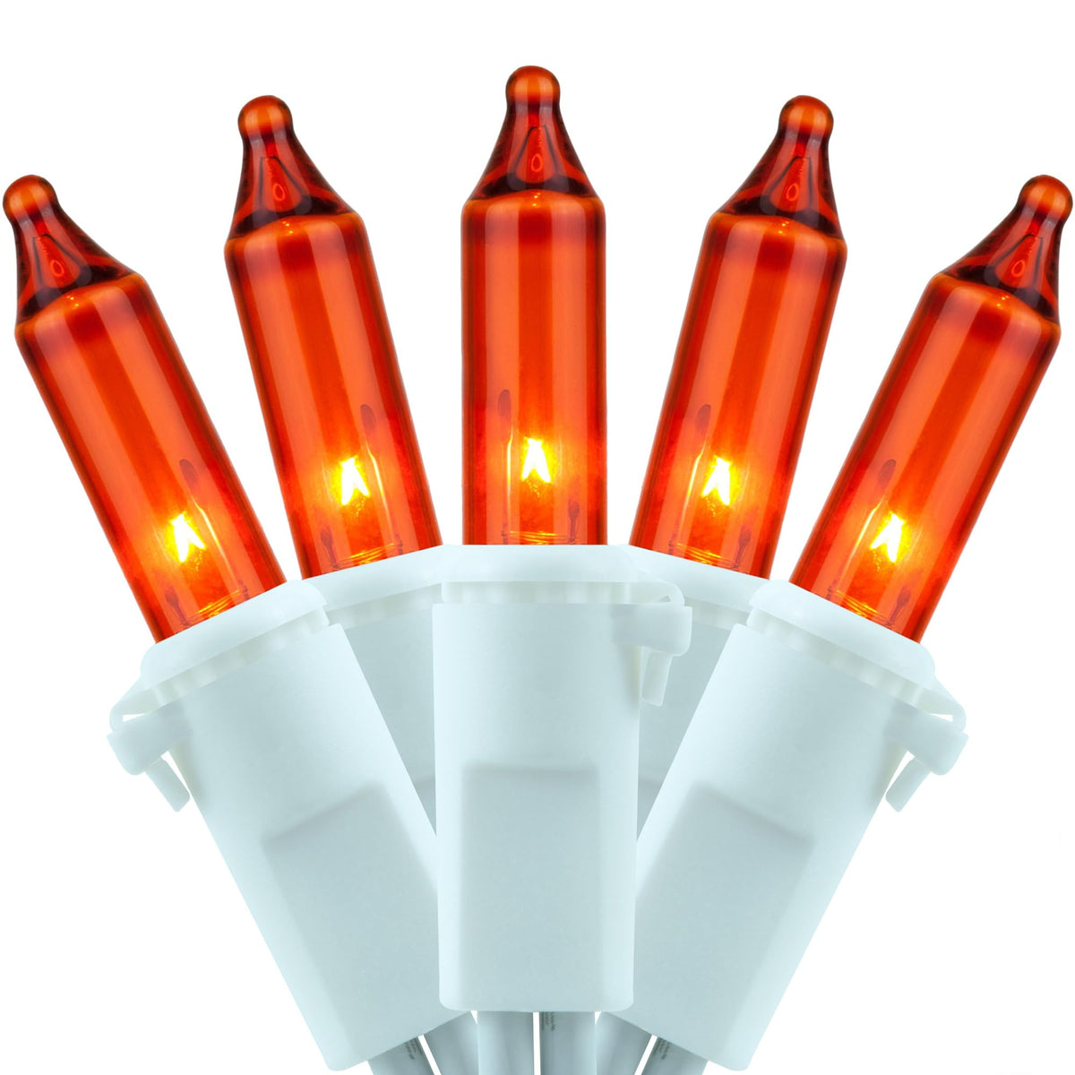YULETIME 200 Orange Christmas String Lights, 2-Set 33 ft 100 ct White Wire