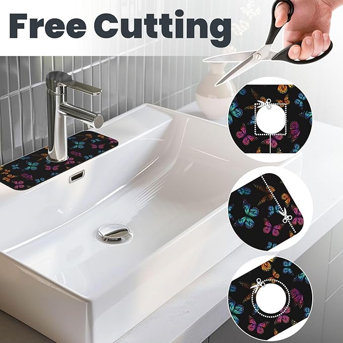 Butterfly Abstract Butterflies Kitchen Sink Splash Guard Faucet Mat Super