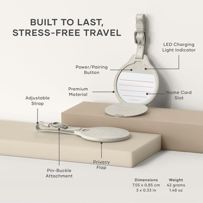 Satechi FindAll Smart Luggage Tag with Find My, TSA-Friendly, Airport Tracking, Left-Behind Alerts, Loud Audible Chime, Wireless Rechargeable, Works with iPhone, iPad, Mac – Sand