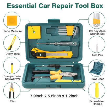 WETBAS Car Roadside Emergency Kit, Auto Vehicle Safety Emergency Road Side Assistance Kits Essentials, with Jumper Cables, Safety Hammer, Reflective Warning Triangle