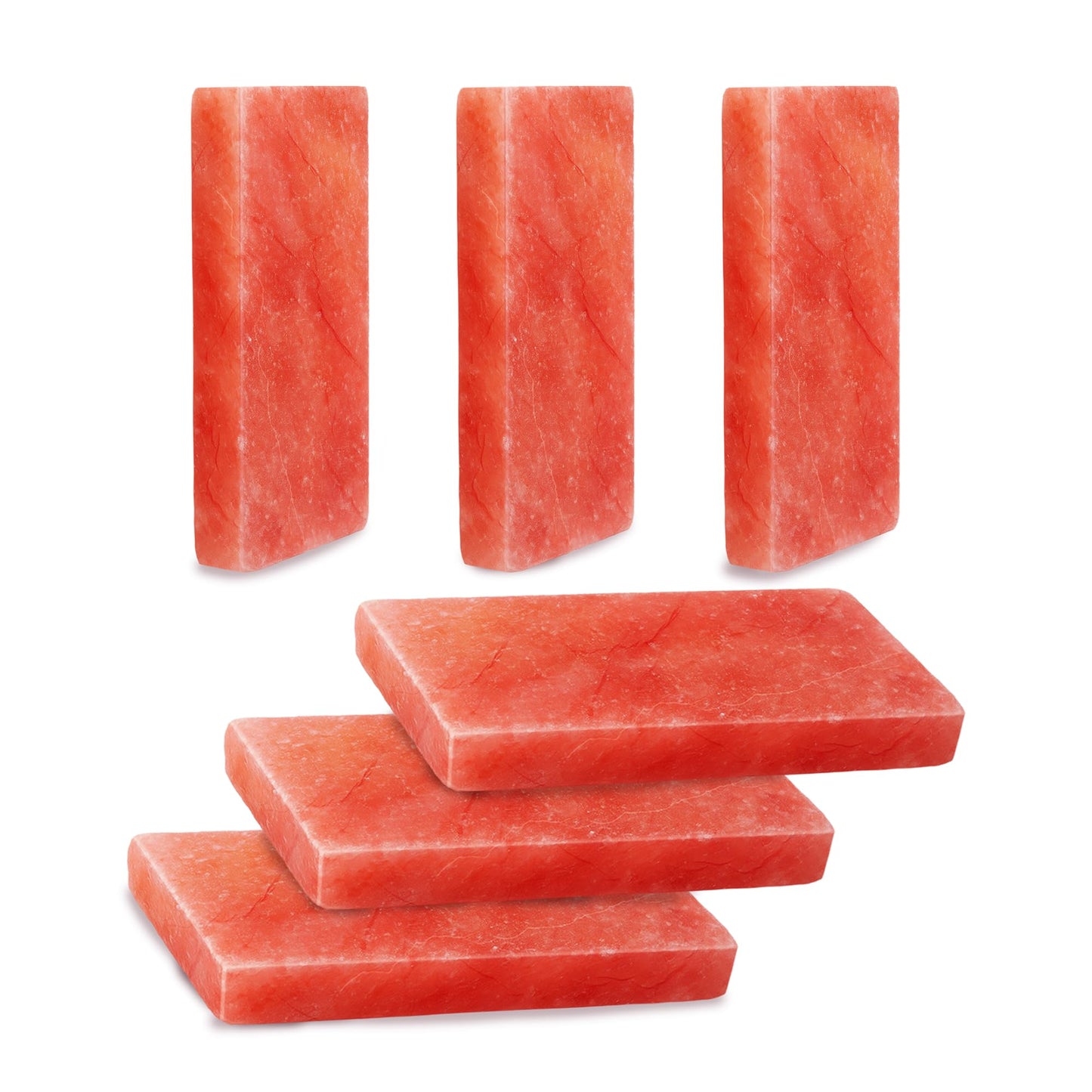 ZK Pack of 6 Himalayan Salt Tiles 8"x4"x1" – Natural Pink Salt Bricks for Sauna Walls, Salt Blocks of 2.5 lbs for Spa Rooms, Backlit Salt Walls & DIY Wellness Décor