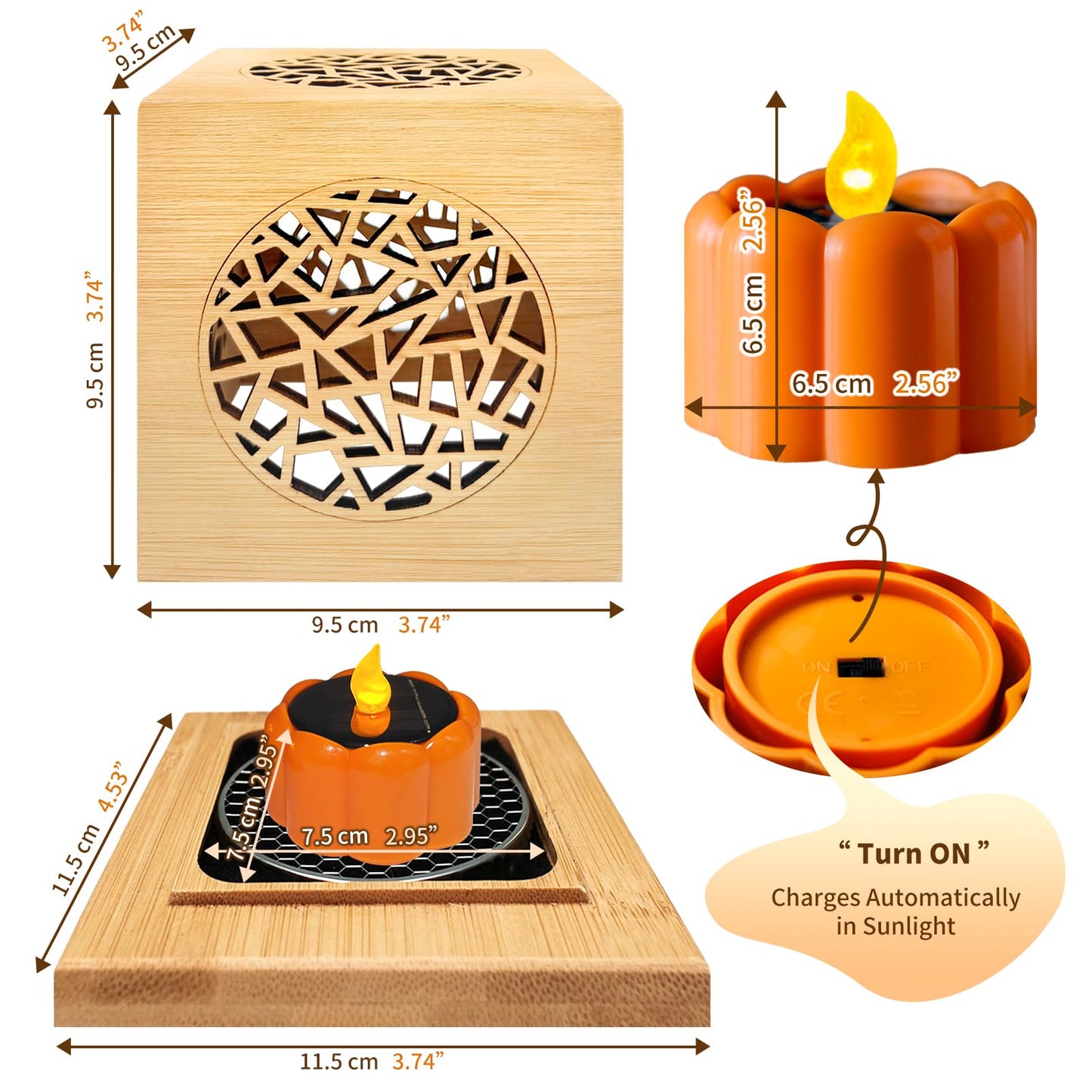Sereniboo Bamboo Lantern Incense Holder 5-in-1 Incense Burner with Solar LED Candle Natural Bamboo Incense Box for Stick Cone Coil Sage Waterproof Outdoor Lantern for Yoga Meditation Home Decor