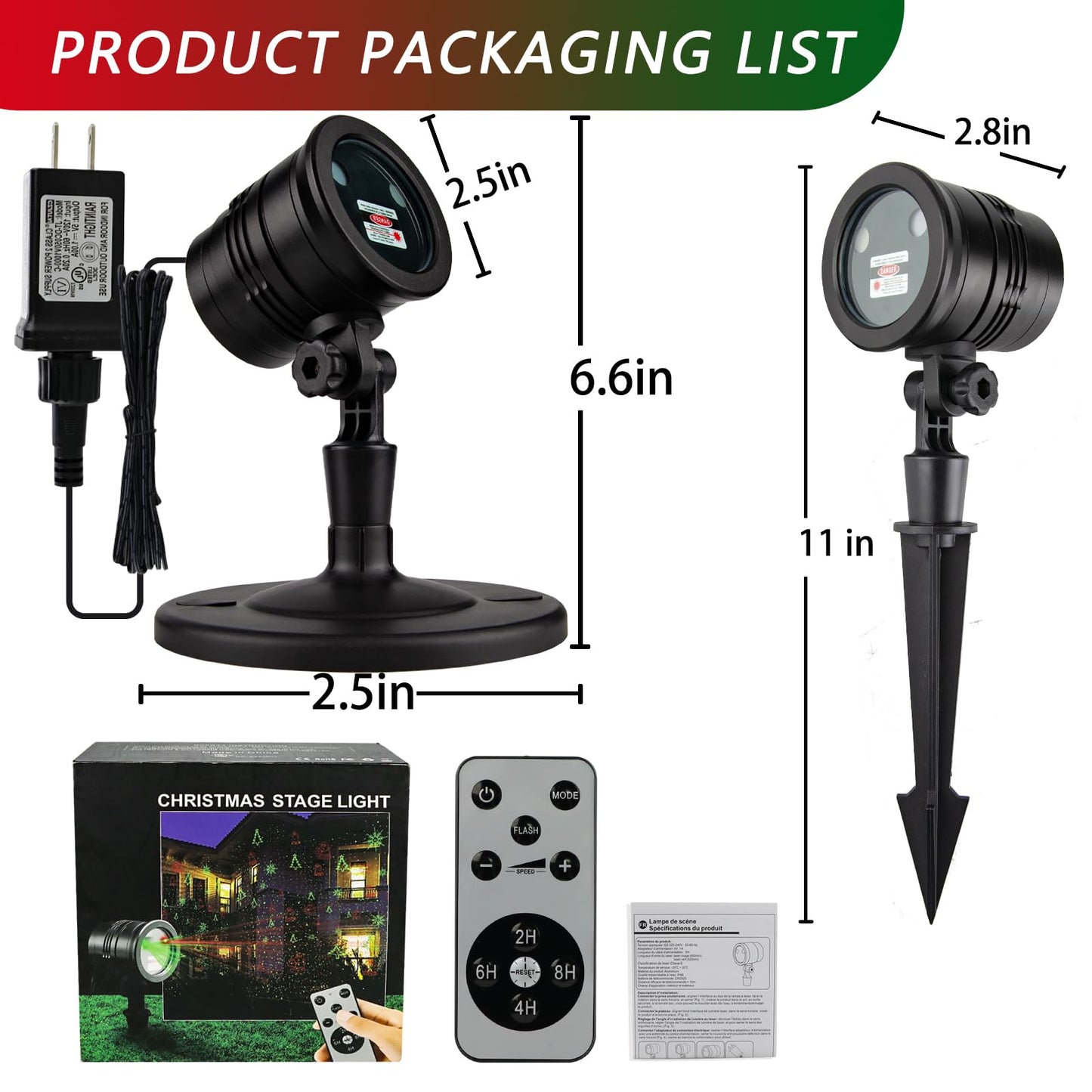 Laser Christmas Projector Lights Outdoor: Waterproof Outdoor Christmas Decorations Laser Light, Projection Christmas Lights for Outside with 5 Patterns, Xmas Spotlight for Yard Garden Holiday Party