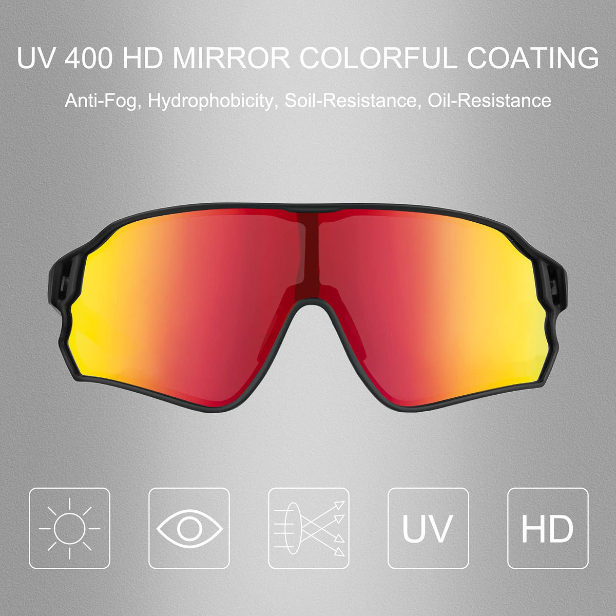 ROCKBROS Polarized Sunglasses for Men Women UV Protection Cycling Sunglasses (Black)