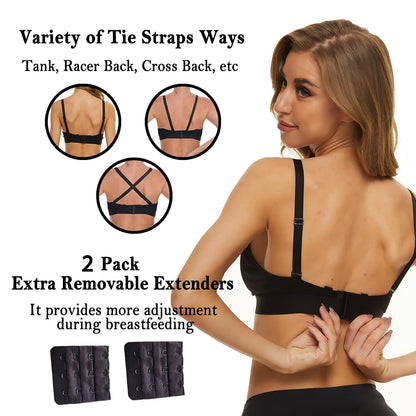 Pumping Bra Hands Free Breast Pumps Bra Nursing Bra Adjustable Wireless Comfortable Pumping and Nursing Bra Fits Breast Pumps, Small-XX-Large (Black, X-Large)