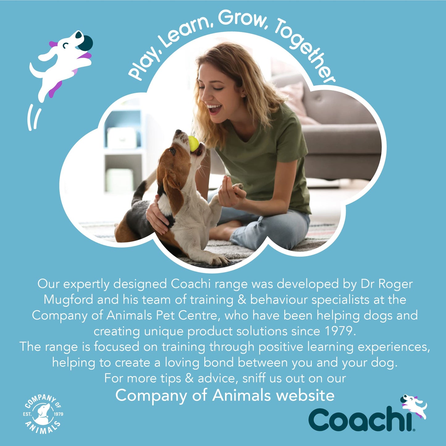 Coachi Tuggi Spider - Interactive Dog Toy for Tug of War & Play. Strong & Comfortable, Stretchy Bungee Handle, Reward Training, Interrupting Biting & Chewing. Ideal for Agility & Suitable for Puppies