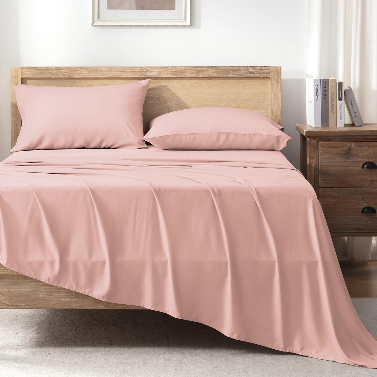 Andency Blush King Size Sheets Set, 100% Viscose Derived from Bamboo, Cooling King Sheets, Deep Pocket Up to 16", Silky Soft Bed Sheets, Hotel Luxury Breathable Bedding Sheets & Pillowcases…