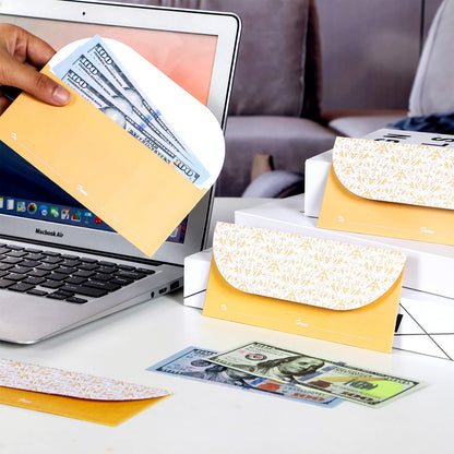 200 Pack Money Envelopes for Cash Gifts, Paper Greetings Money Holder Gift Envelope for Cash Gold Money Envelopes for Budgeting and Saving, Graduation, Birthday Supplies, 6.7 x 3 Inch