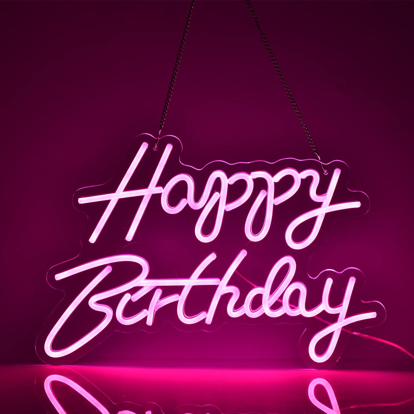 Happy Birthday Neon Sign for Wall Decor, with Dimmable Switch, Reusable Neon Light Sign for All Party Decoration(17X12inches,White)