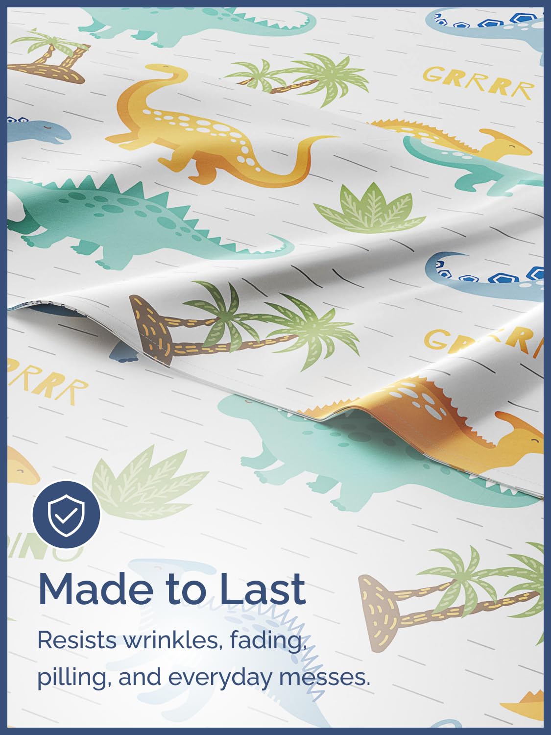 Kids Full Size Bed Sheet Set - 4 Piece Kids Loft Bed Sheets - Colorful Dinosaur Dino Print Bedding - Soft, Cute - Breathable & Machine Washable - Dino Pattern Bed Set for Boys, Girls, Teens & Toddlers
