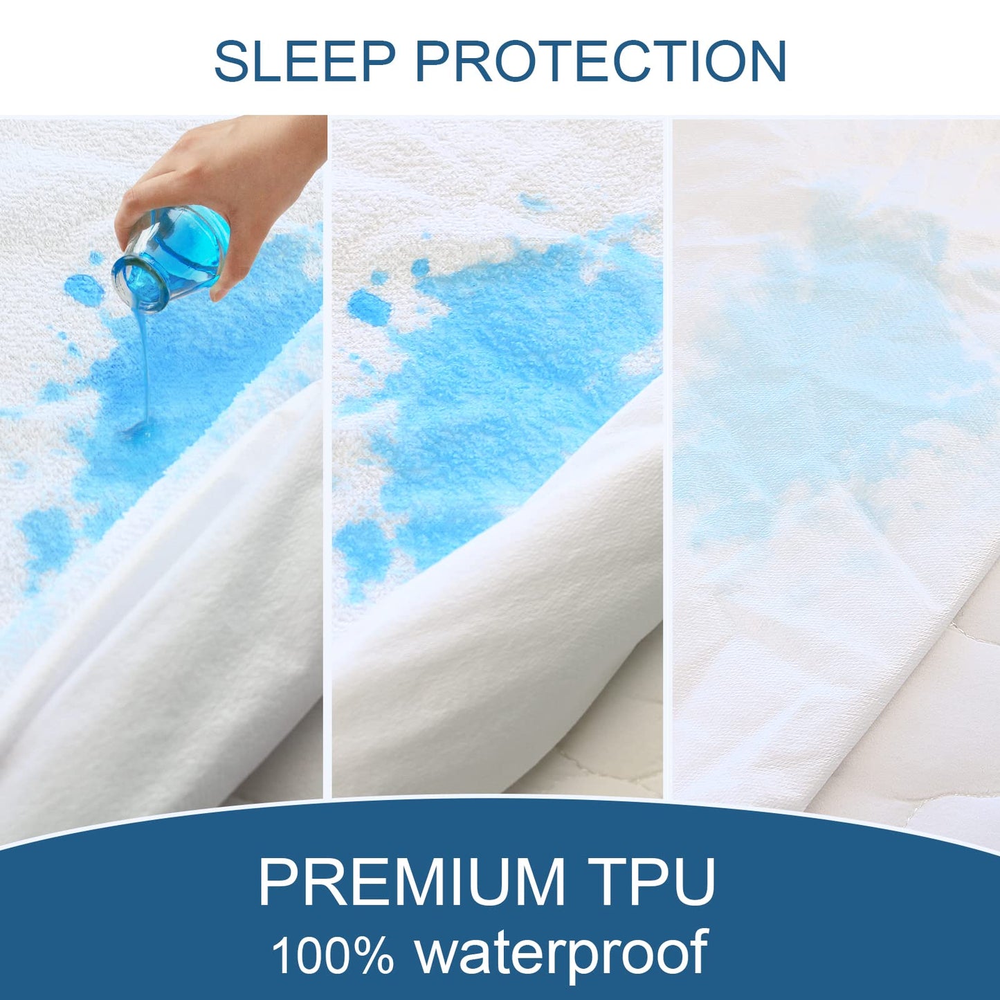 Full Size Mattress Protector Waterproof Mattress Topper Pad Cover Fitted Bed Sheets Full up -14'' Terry Super Soft & Breathable & Noiseless Mattress Protector Machine Washable