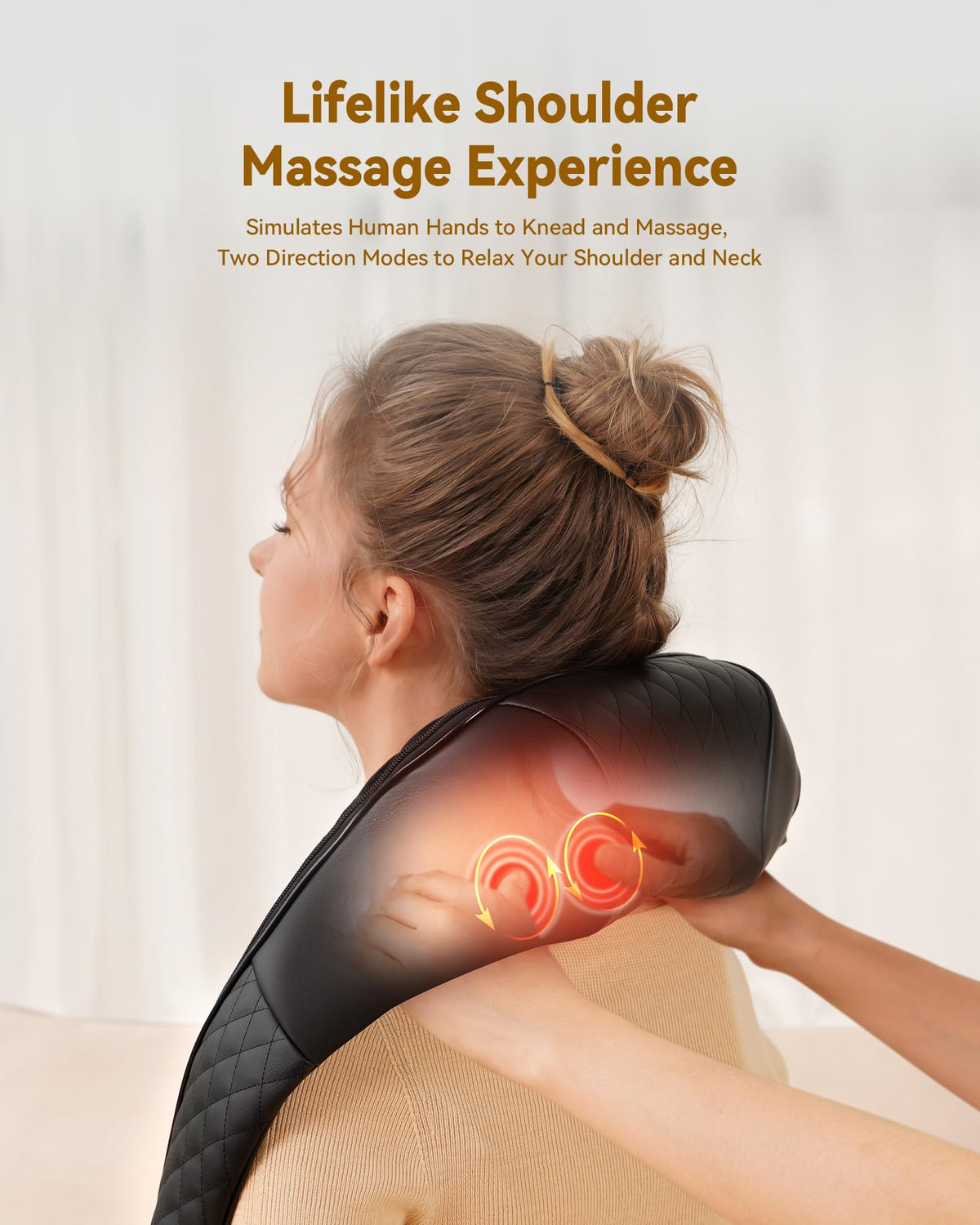 KNQZE Shiatsu Neck and Back Massager with Heat, Neck and Shoulder Massager, 4D Deep Tissue Kneading Massage Pillow for Shoulder, Back, Leg Muscle Pain Relief, Gifts for Mom Woman, Not Cordless