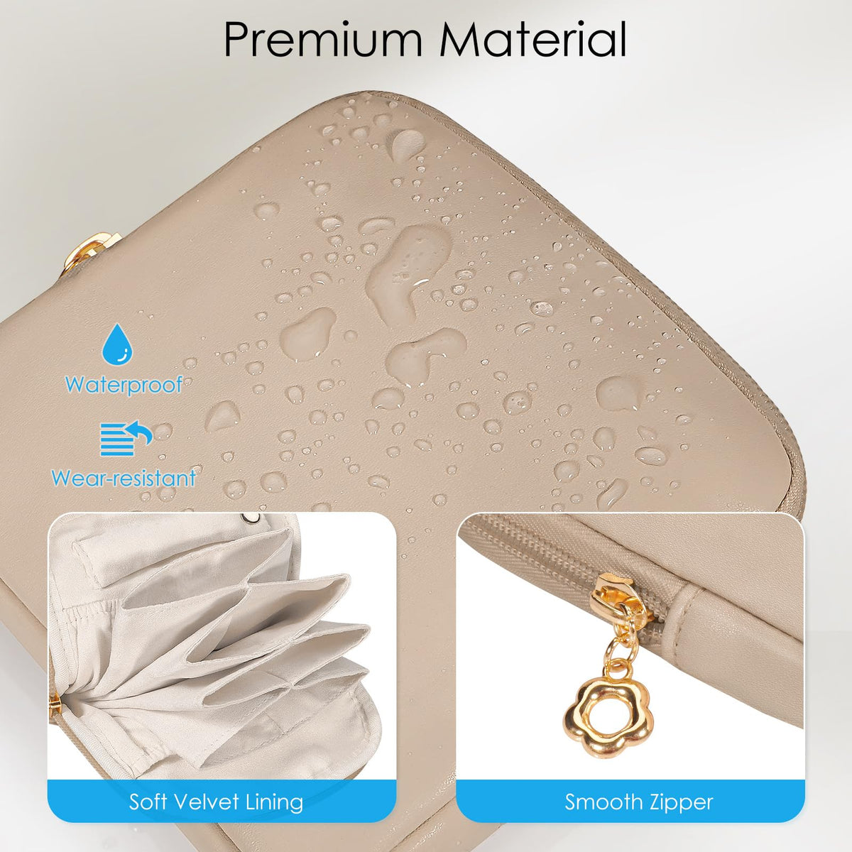 SITHON Small Travel Jewelry Case with Ring Holder, Mini Velvet Jewelry Pouch Bags, Compact Storage Organizer for Bracelet Necklaces Earrings Travel Essentials, Mother’s Day Gifts (Toffee)