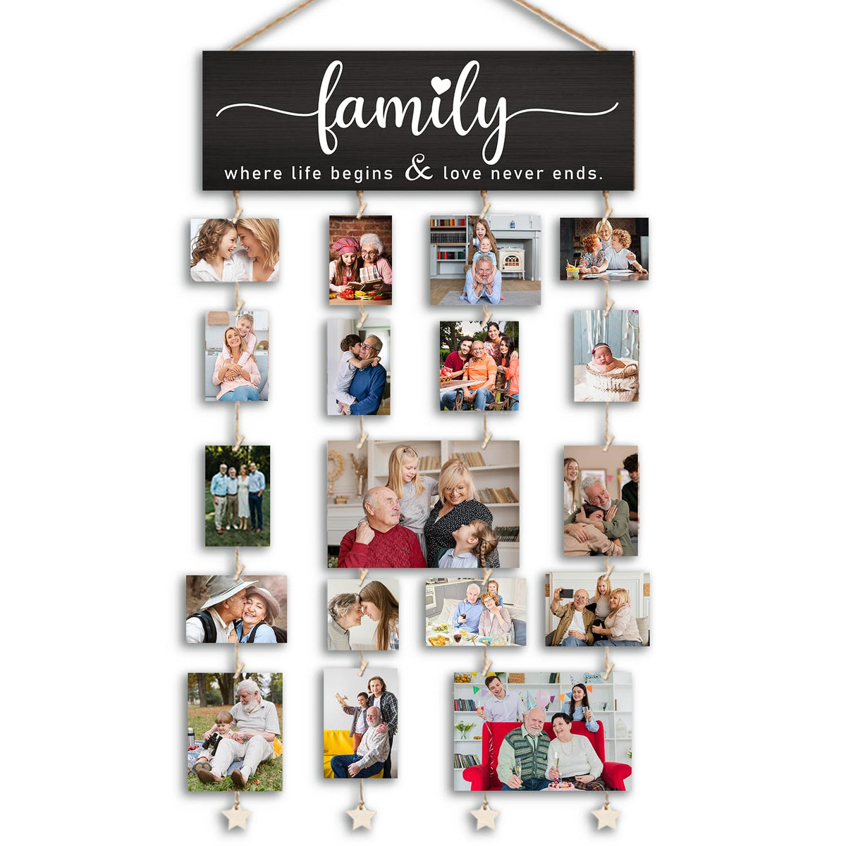 Orchroma Picture Frames Collage Photo Hanging Display Picture Board,Family Picture Frames Collage Wall Decor,Family Where Life Begins and Love Never Ends,Home Living Room Bedroom Wall Decor (Black)