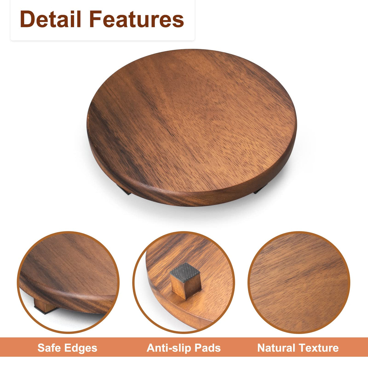 kulusion Walnut Wood Pedestal Stand, 9.06" Round Wood Riser for Kitchen Counter, Farmhouse Soap Tray Wooden Display Riser for Decor, Plant, Bottle, Cake Stand