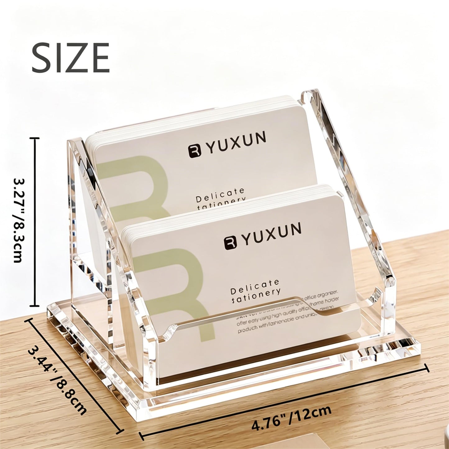 YUXUN Business Card Holder for Desk-2 Tier 2 Slot, Acrylic Business Card Holder for Women Men, Multiple Business Card Display Stand for Exhibition, Home, Office