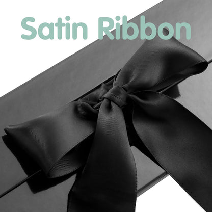 HAPPY POTATO Large Gift Box with Lid and Ribbon, Groomsman Proposal Box, Magnetic Gift Box for presents (Glossy Black,pack of 5,13.5x9x4.1 Inches)