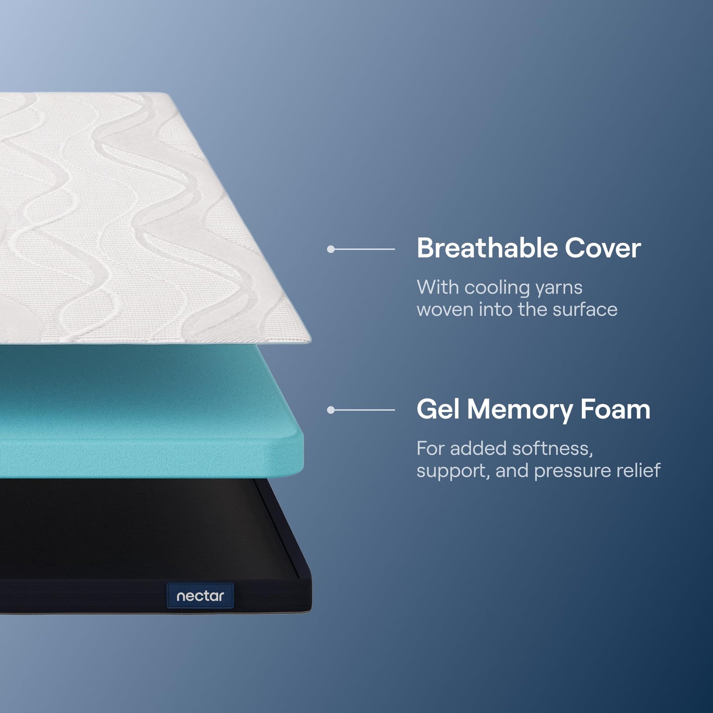 Nectar Soft Mattress Topper - King - 2" Gel Memory Foam Mattress Topper - Breathable & Comfortable - Back Pain Relief - Cooling Comfort, Enhanced Support, and Spine Alignment