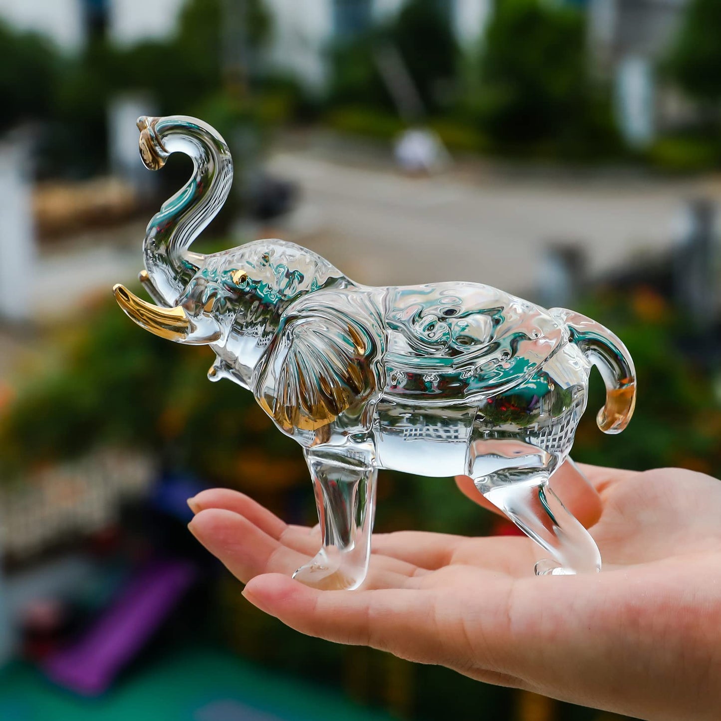 YWHL Handmade Crystal Elephant Figurine Gifts for Women, Elephant Statue Decor Gifts for Animal Lovers, Crystal Animals Figurines for Home Decoration